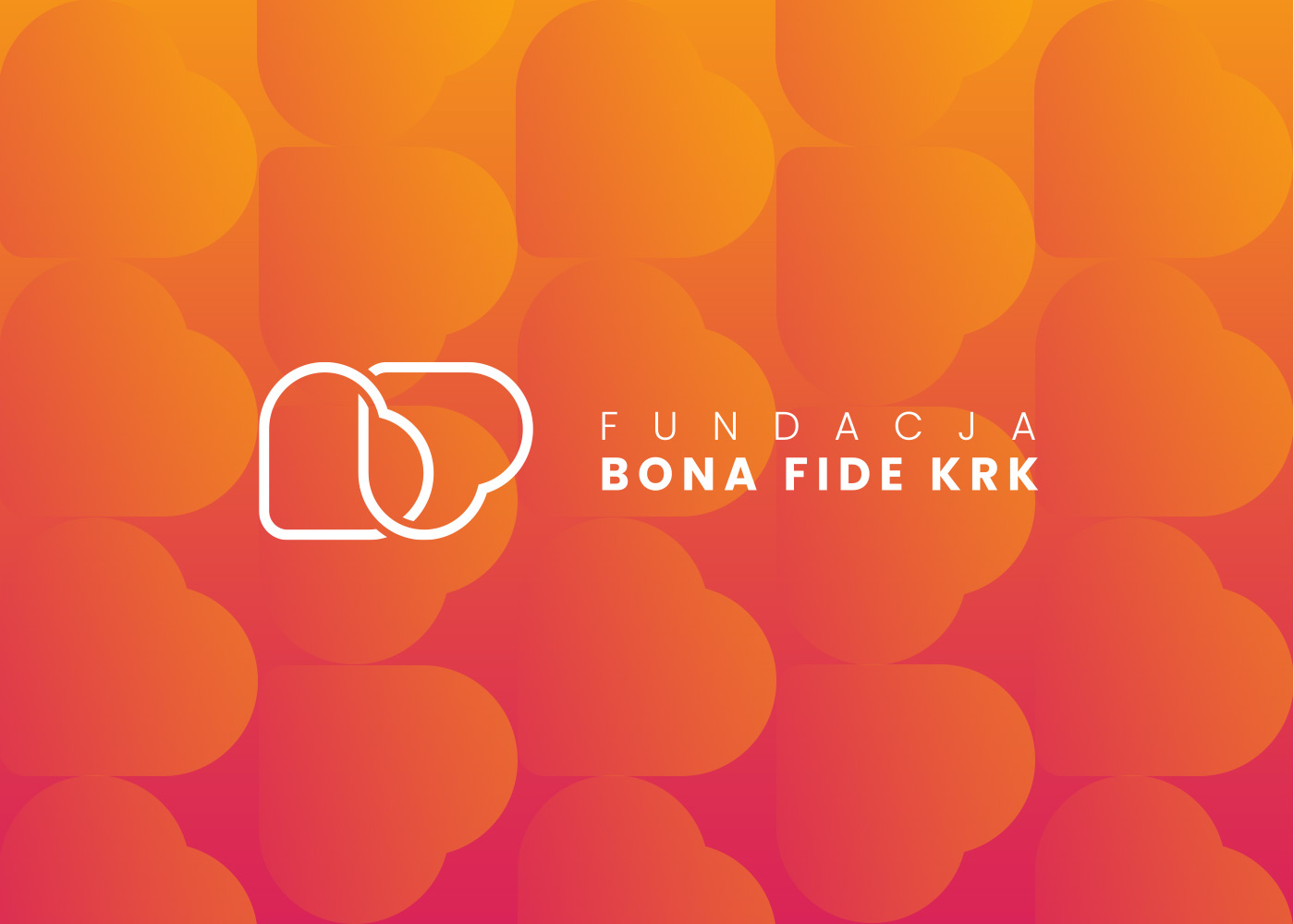 Grafika z logo Fundacji Bona Fide KRK na tle kolorowych serc