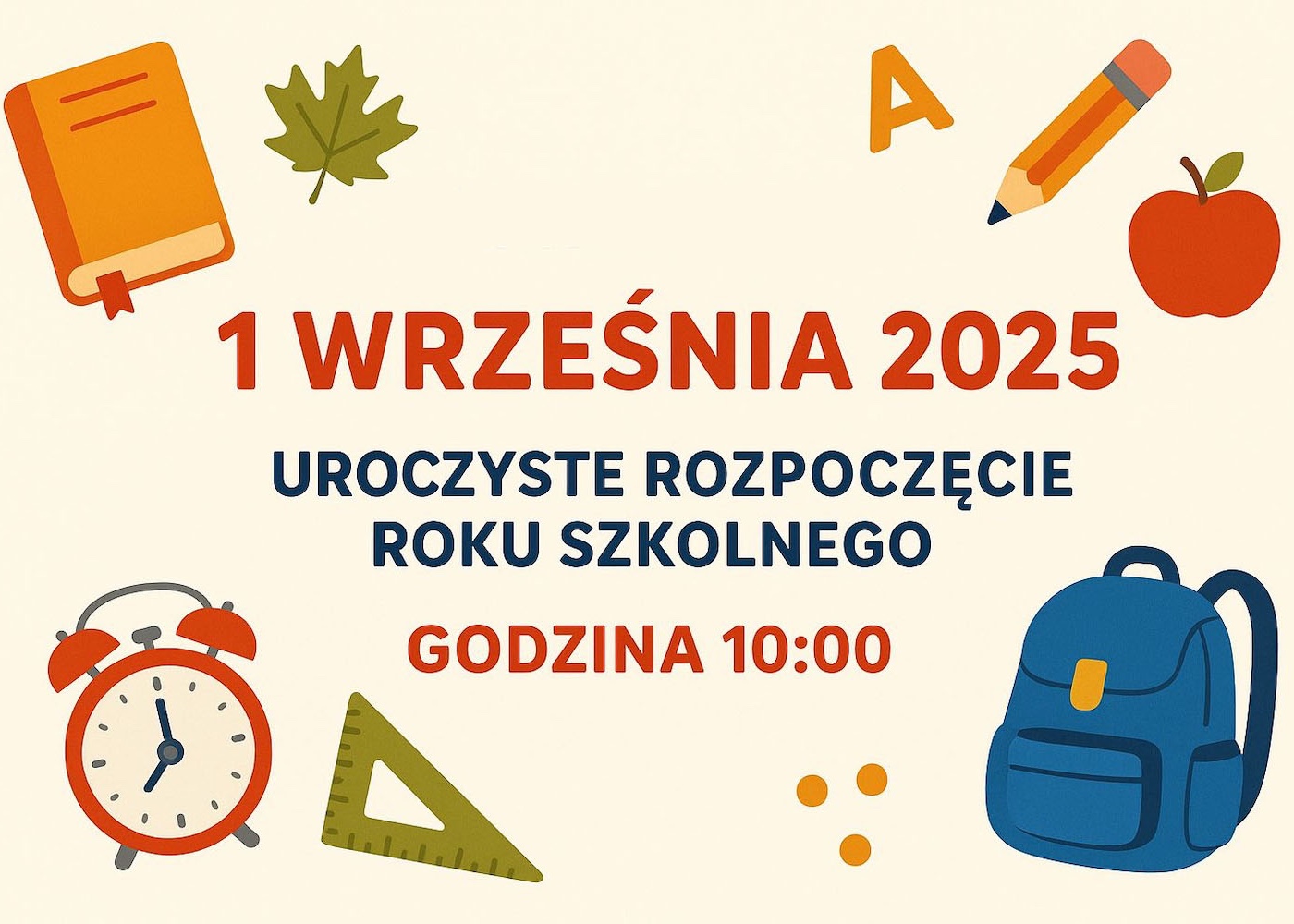 Plakat informujący o uroczystym rozpoczęciu roku szkolnego
